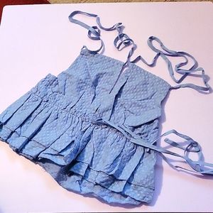 *NEW* Babe Blue Halterneck Plunging Peplum Top